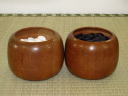 日本産本蛤（日向スワブテ）碁石32号と欅柾目本因坊型碁笥